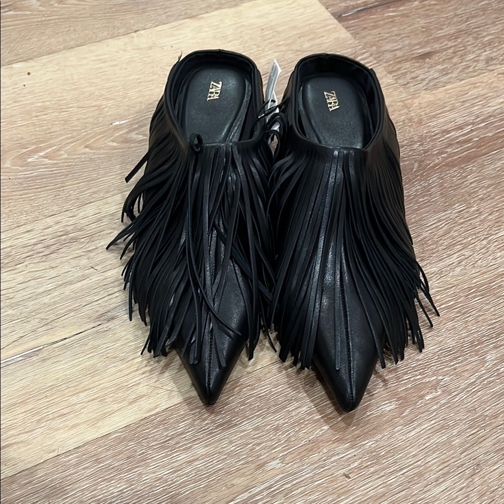 Zara Black Fringe Women's Shoes